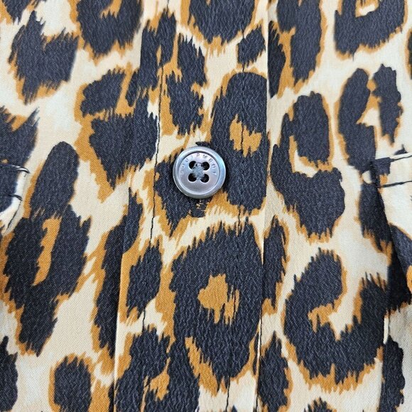 Equipment Short Sleeve Slim Signature Silk Shirt Leopard Print Womens XXS Preppy - Picture 4 of 10